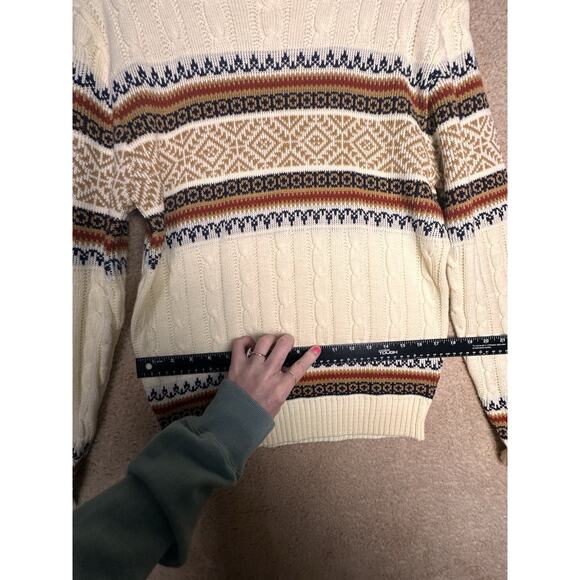 Vtg JCPenney's Men's Cream Rust Knit Fair Isle Nordic Ski Sweater Size M 70’s EC - Picture 15 of 15